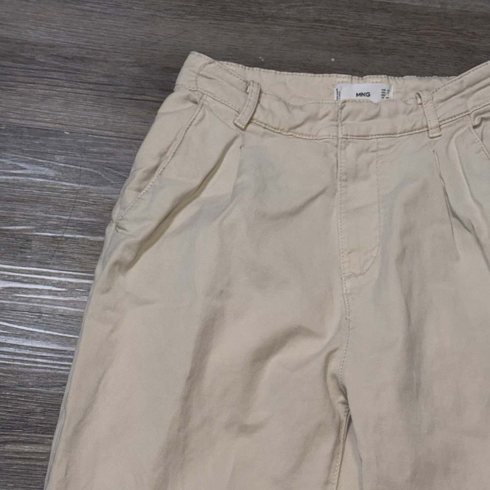 Mango Beige Straight-Fit Mid-Rise Denim Pants Womens Size 2 Cotton Linen Blend - Picture 5 of 12
